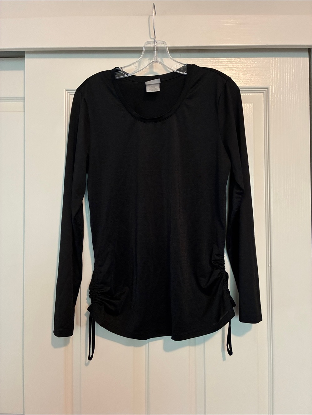 Danskin Black Long Sleeve Side-Ruched Tee